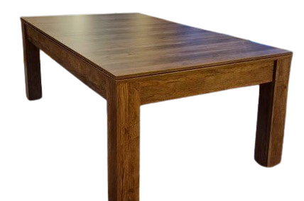 7' Santa Fe Walnut Revolution pool dining table with a sleek wooden finish.