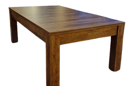 7' Santa Fe Walnut Revolution pool dining table with a sleek wooden finish.