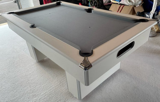 Reconditioned 6' White Gatley Slimline Free Play Slate Bed Pool Table - IN STOCK
