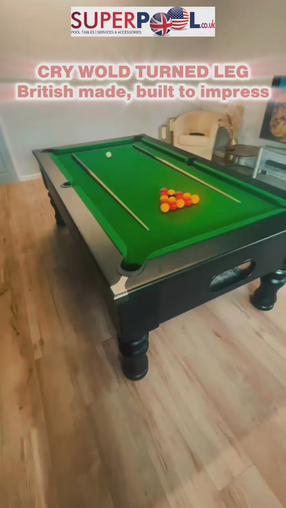 Cry Wolf Turned Leg Slate Bed Pool Table | White
