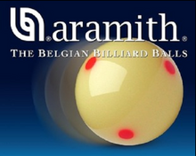 Load image into Gallery viewer, Aramith ProCup spotted cue ball with red dots on a blue background.
