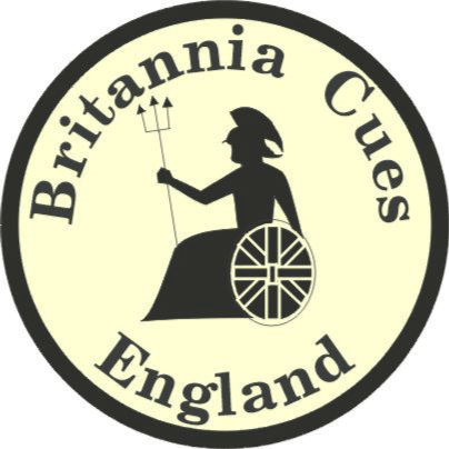 Britannia Cues England logo featuring a classic design with a trident.