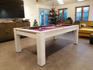 White Carrara Marble Rosetta English Pool Dining Table by SUPERPOOL.