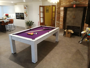 White Carrara Marble Rosetta English Pool Dining Table by SUPERPOOL.