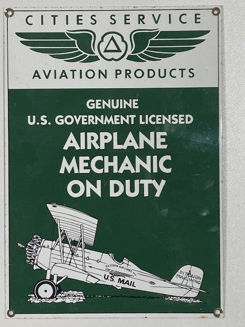 Cities Service Avaition Advertising Sign - 34cm x 24cm Reproduction Porcelain Sign