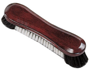 12-inch pool table brush with wooden handle and dual bristles for cloth care.