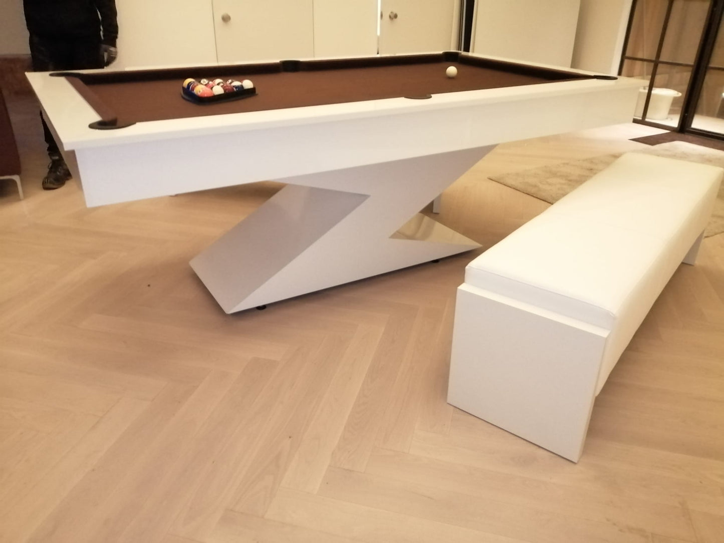 Gloss White LIGHTNING Pool Diner Table by Superpool UK