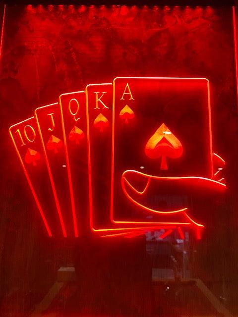 POKER HAND LED Sign 40cms x 30cms. Free P&P