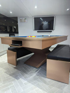 Brushed Copper LIGHTNING Pool Diner Table by Superpool UK