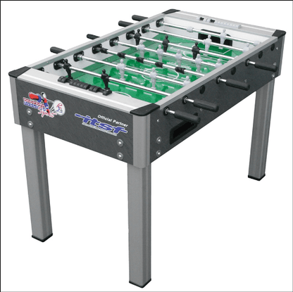 Roberto Grey Sport College Pro Free Play football table with sturdy legs and green playfield.