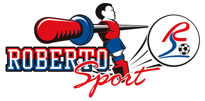 Roberto Sport logo featuring a foosball player and dynamic design elements.