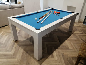 White Carrara Marble Rosetta English Pool Dining Table by SUPERPOOL.