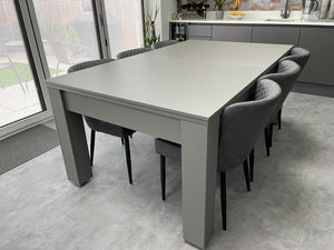 SATIN GREY Rosetta English Slate Bed Pool Dining Table by SUPERPOOL.