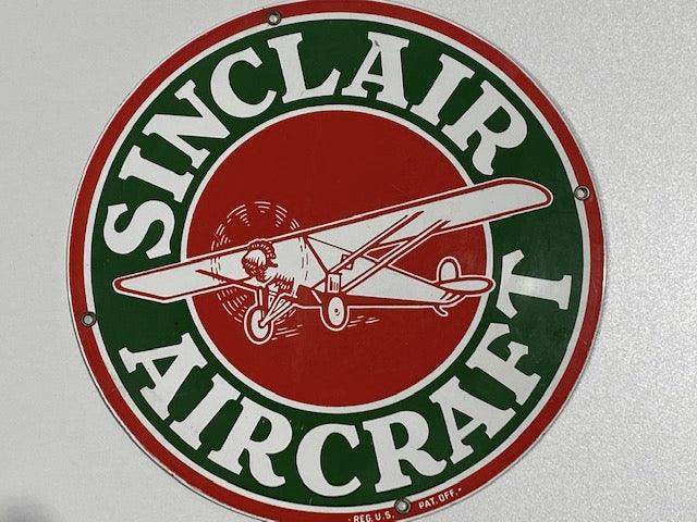 Sinclair Aircraft Advertising Sign - 28cm Diameter Reproduction Porcelain Sign