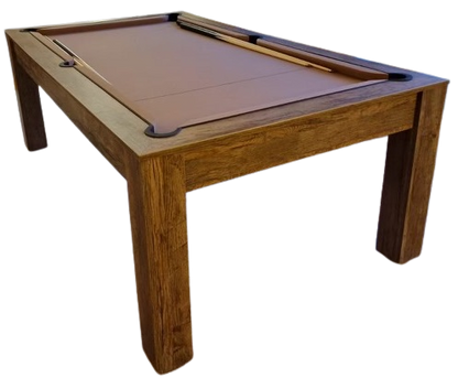 Santa Fe Walnut Rosetta pool dining table with a sleek walnut finish.