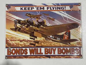 War Bonds WW2 Advertising Sign - 29cm x 21cm Reproduction Porcelain Sign