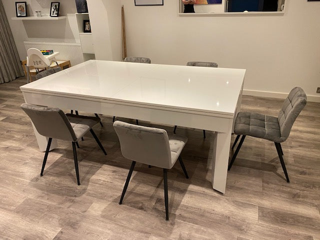 The Gloss White Diamond English Pool Dining Table by SUPERPOOL.