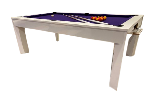 The Gloss White Diamond English Pool Dining Table by SUPERPOOL.