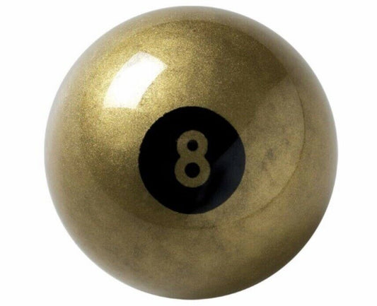Aramith Golden 8 Ball 2-inch professional pool ball with sleek gold finish.