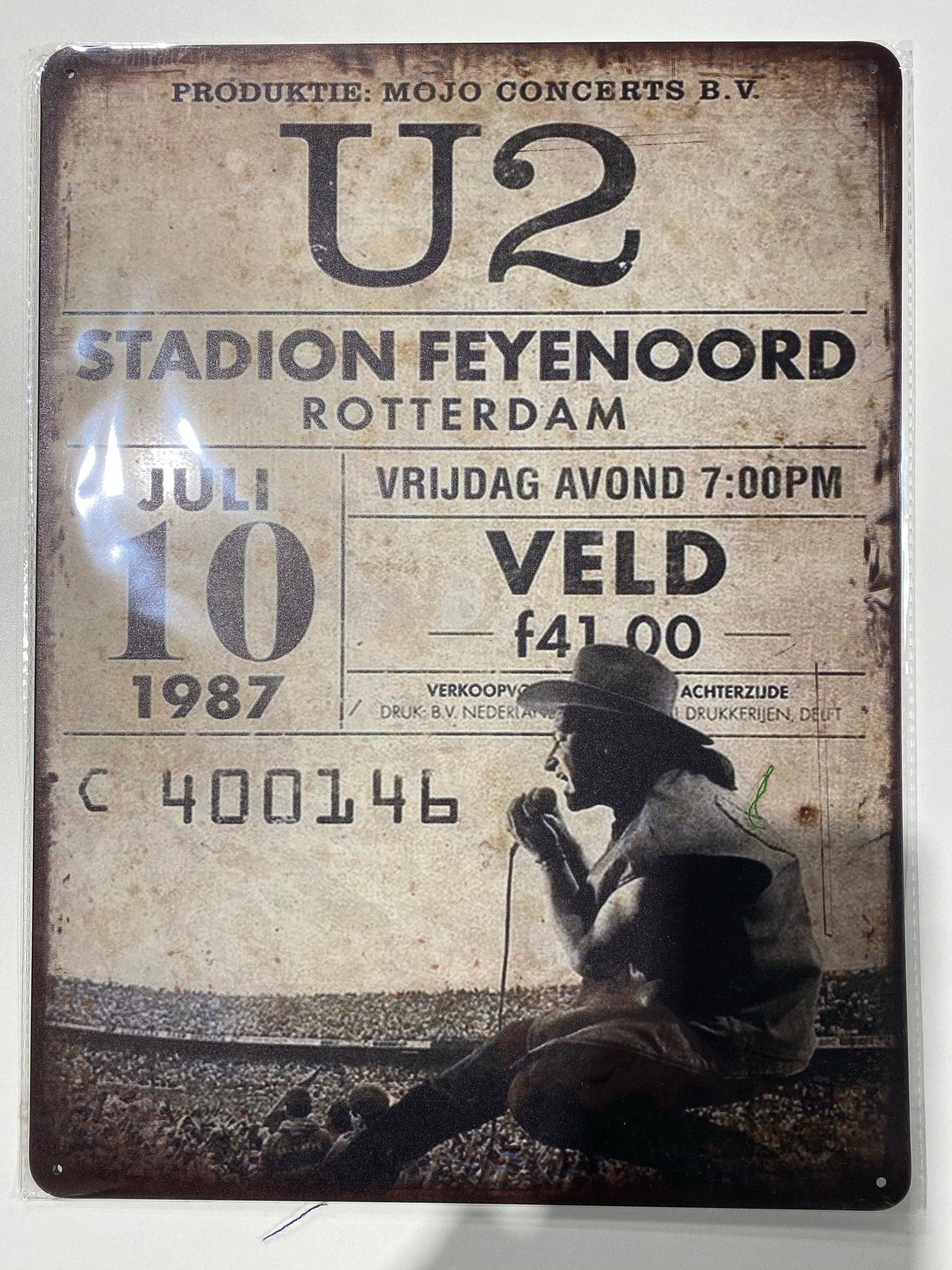 U2 Ticket 30cm x 40cm Tin Art
