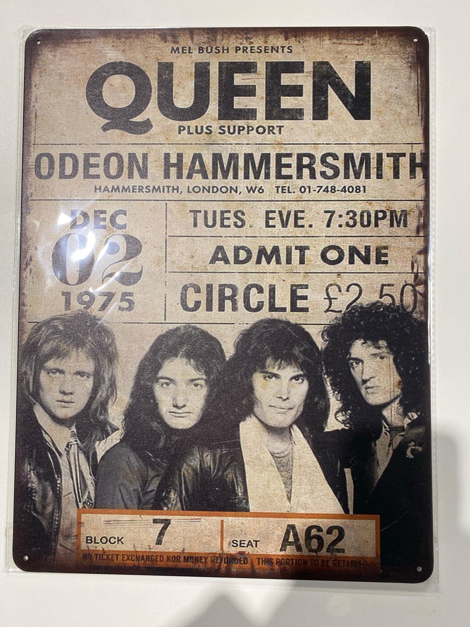 Queen Ticket 30cm x 40cm Tin Art